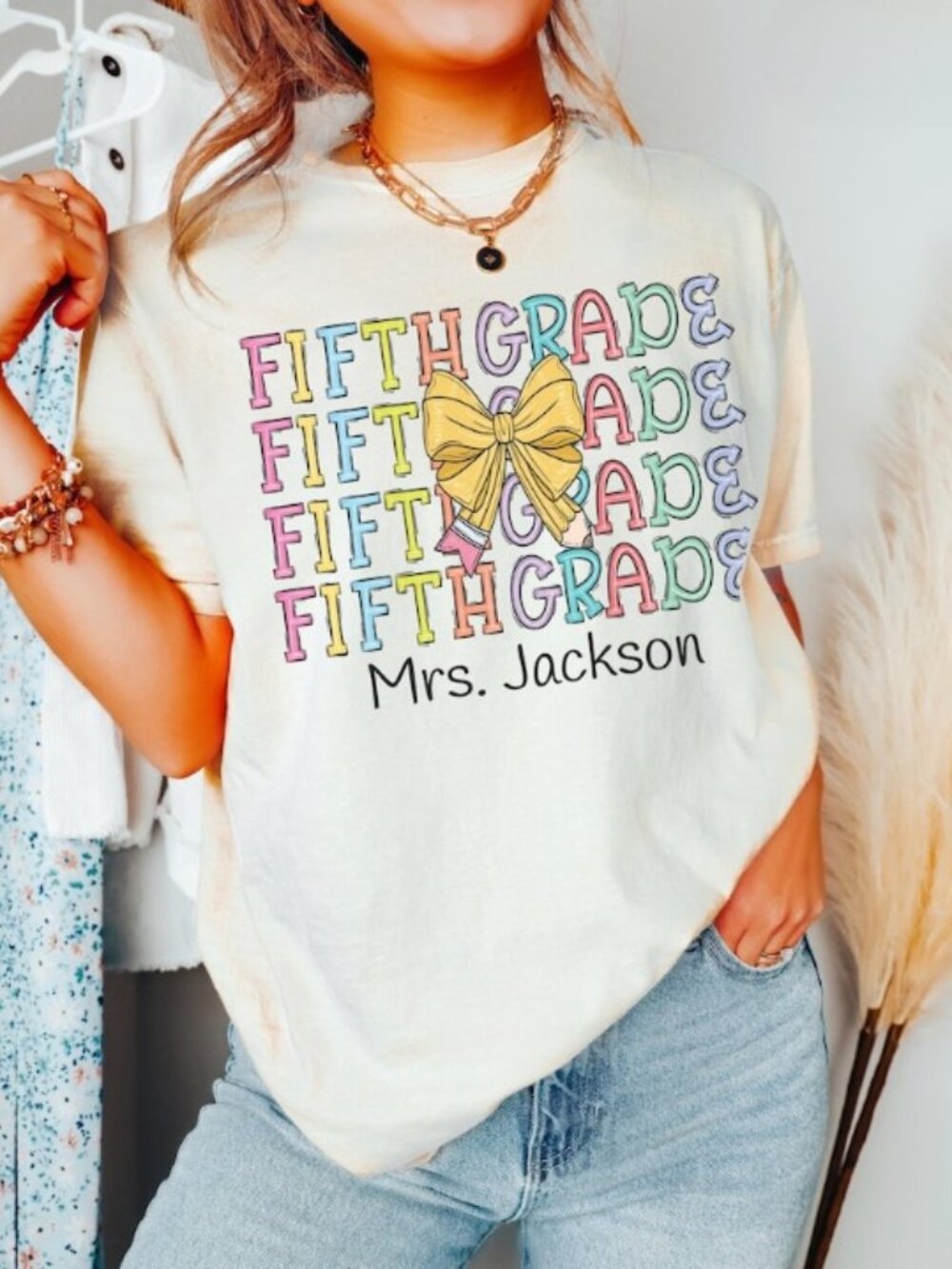 Retro Coquette Fifth Grade T-Shirt, 5th Grade Teacher Tee